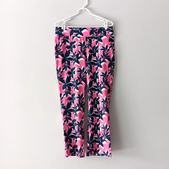 New Stella Parker Sport Floral Pants UPF 50 Tummy Control Pink Navy White Large - Picture 15 of 15